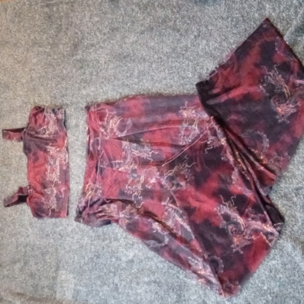 SHEIN two piece dragon velour set crop top and wide leg pants